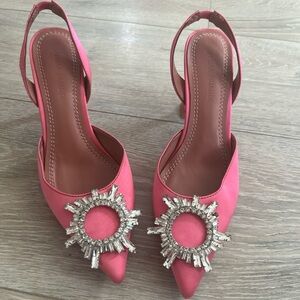 Pink Embellished Slingback Heels